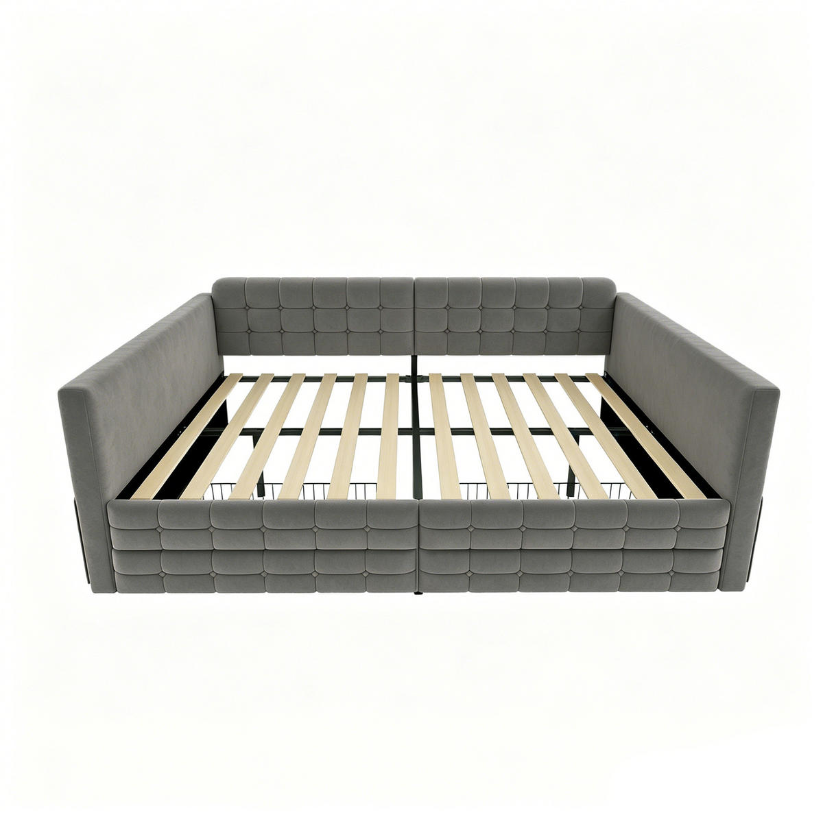 POLSTERBETT 140x190 cm in Grau mit 2 Schubladen und Seitentaschen - Grau, Textil (140/190cm) - IVMEU