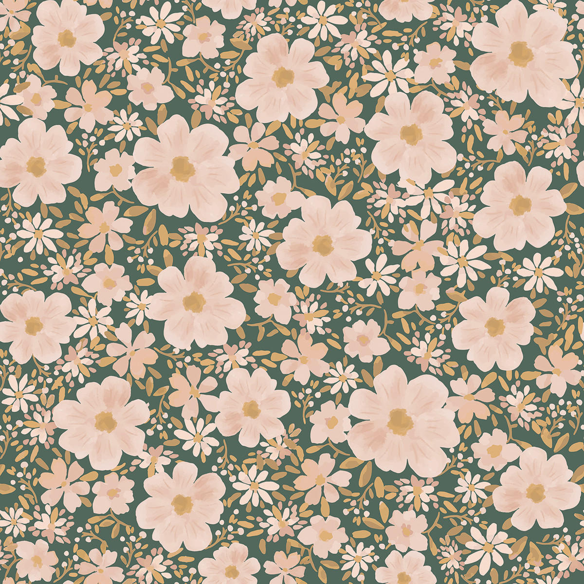 VLIESTAPETE Eleonore, Blumen 50 cm x 10m, grün - Dunkelgrün, Papier (50/1000cm) - Lilipinso