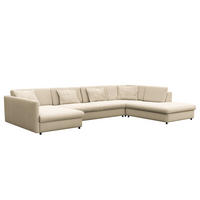 WOHNLANDSCHAFT - Creme/Schwarz, Kunststoff/Textil (431/84/272cm) - home24