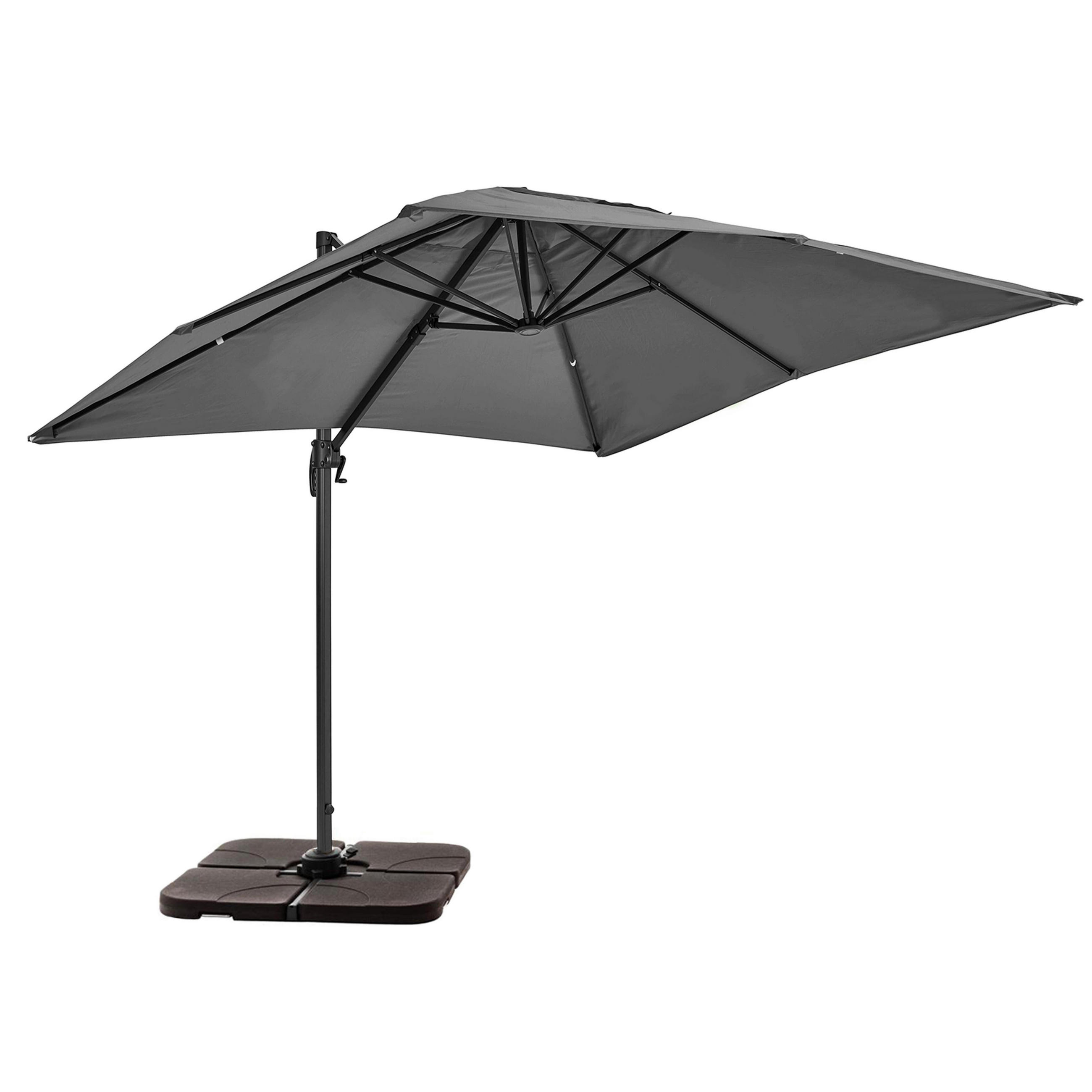 SONNENSCHIRM 2x3m mit 4 Gewichtsplatten, Grau - Grau, Metall (300/200cm) - Oviala