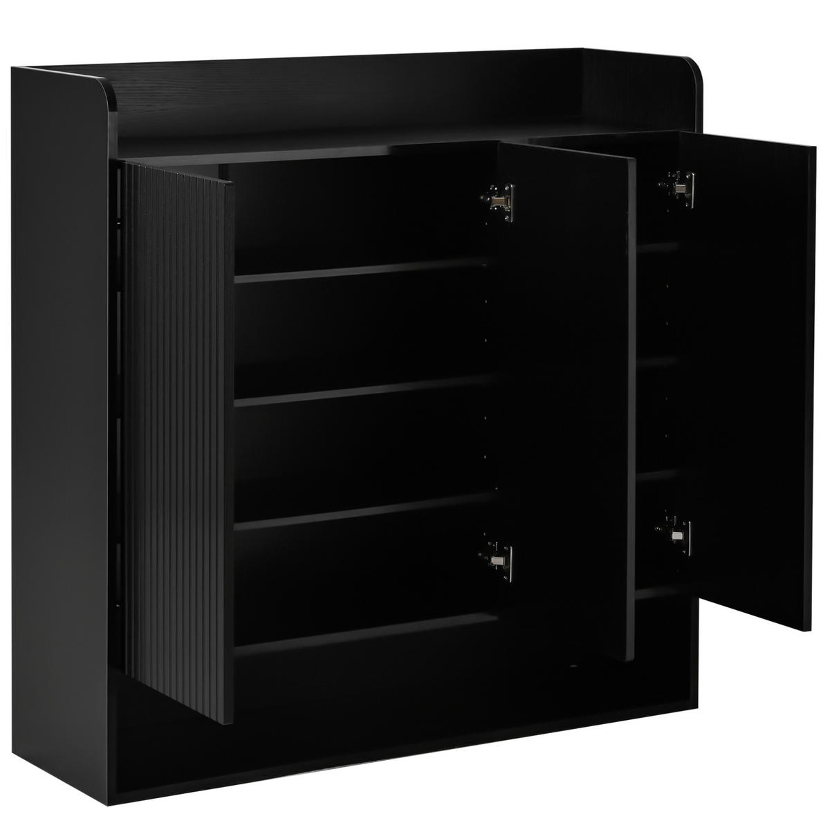 SCHUHSCHRANK 110/35,5/110 cm mit Ganzkörperspiegel, verstellbaren Böden und MDF-Holzwerkstoff, Schwarz - Schwarz, Holzwerkstoff (110/110/35.5cm) - Redom