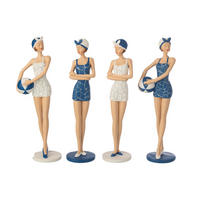 DEKOOBJEKT FRAUEN BADEHOSE + LUFTBALLON (4ER SET) - Blau, Glas/Naturmaterialien (9.2/33.5/11.6cm) - J-Line
