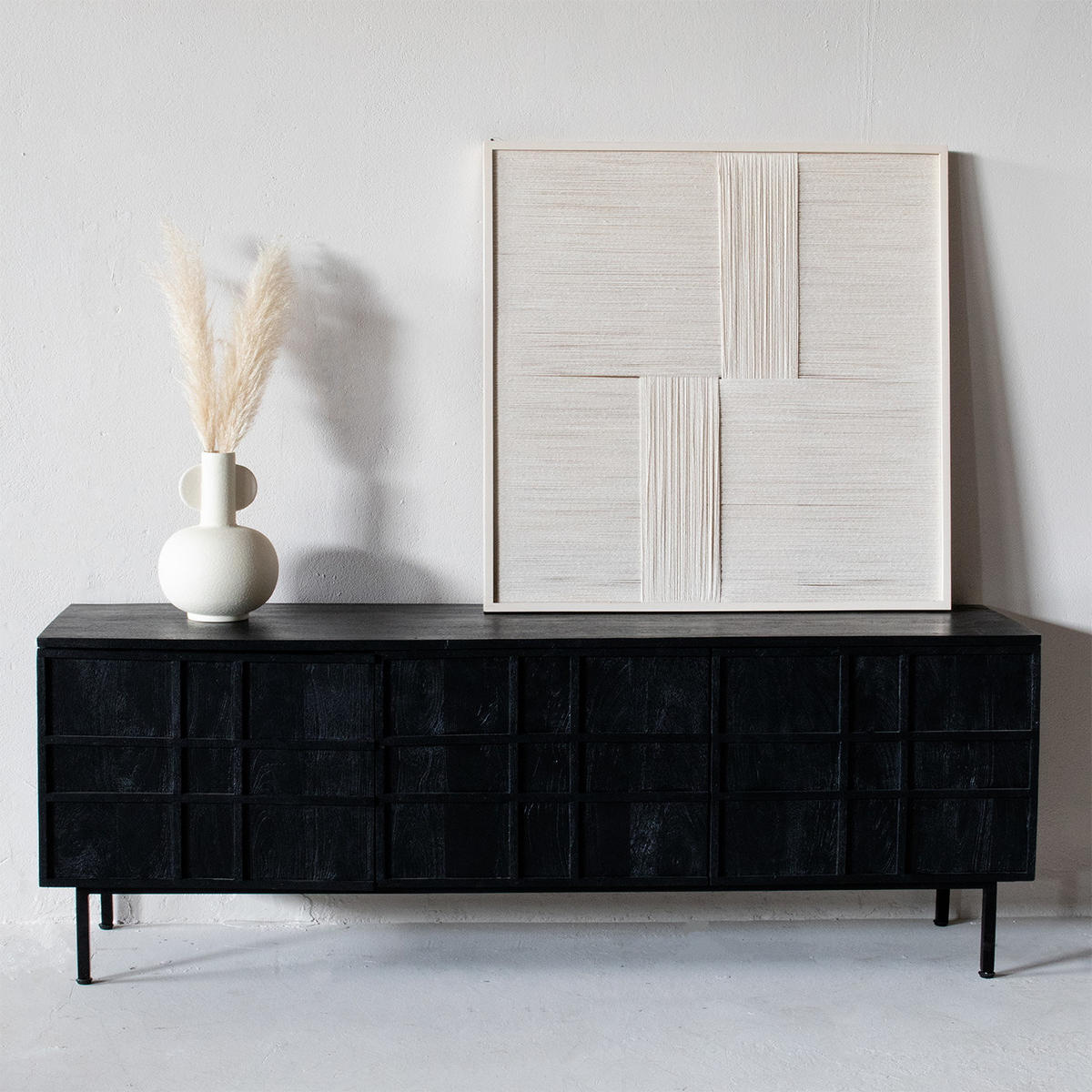 TV-MÖBEL aus Mangoholz 160cm, schwarz - Schwarz, Holz (160/56/40cm) - Giga Meubel