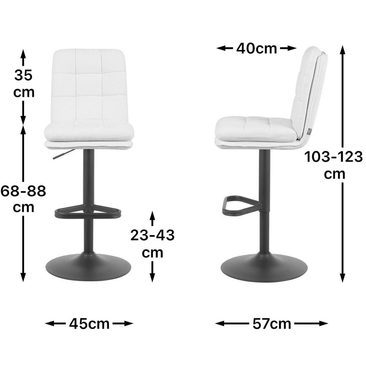 BARHOCKER Enno - Schwarz/Grau, Textil/Metall (45/103/57cm) - DUBI Möbel
