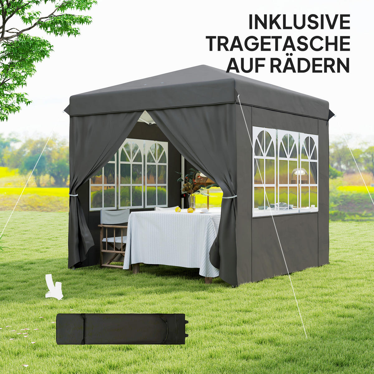 PAVILLON 2,5x2,5 cm - Dunkelgrau, Metall (250/268/250cm) - Outsunny
