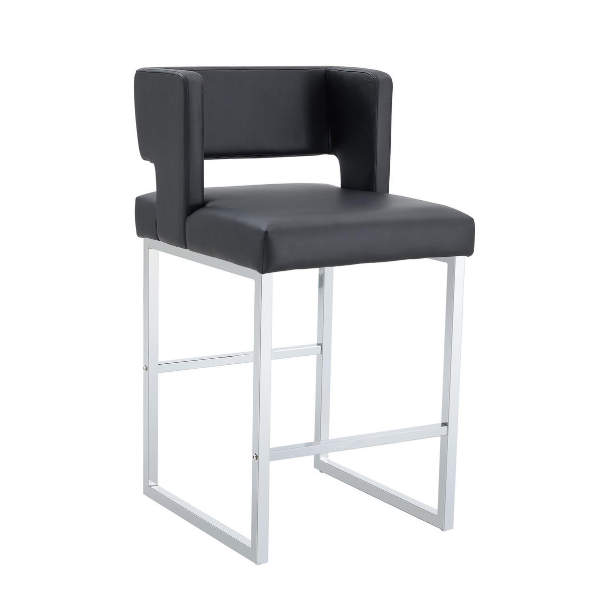 BARHOCKER Schwarz mit gepolstertem PU-Sitz und Metallgestell - Schwarz, Metall (53.3/91.4/48cm) - MIVRAY