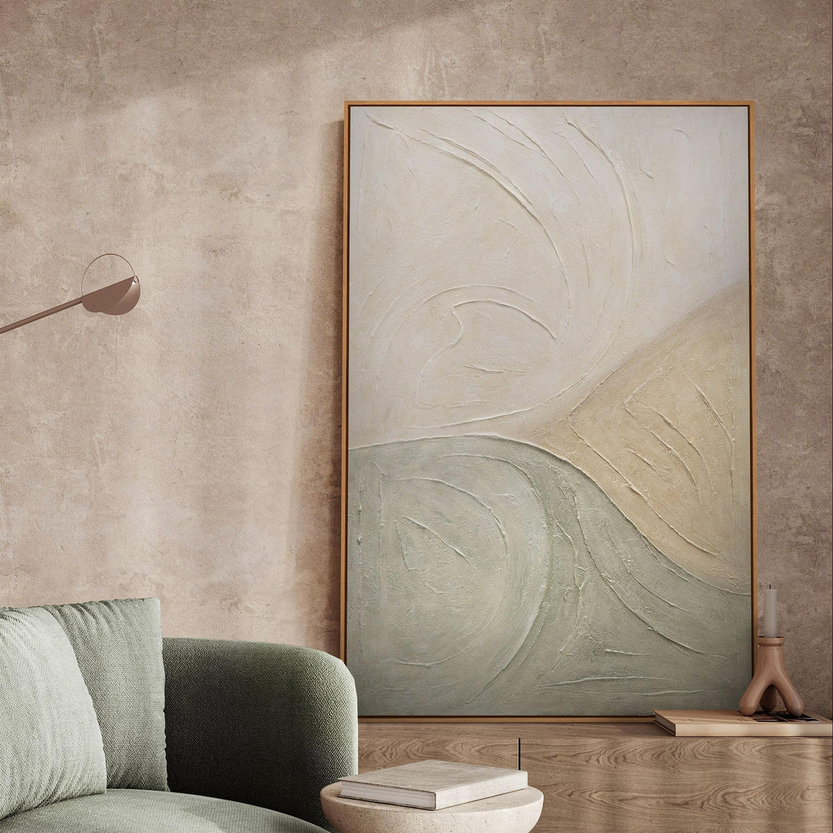 GEMÄLDE Spuren des Regens Schattenfugenrahmen Eichefarben 120x80 cm - Eichefarben, Holz (120/80cm) - YS-art gallery