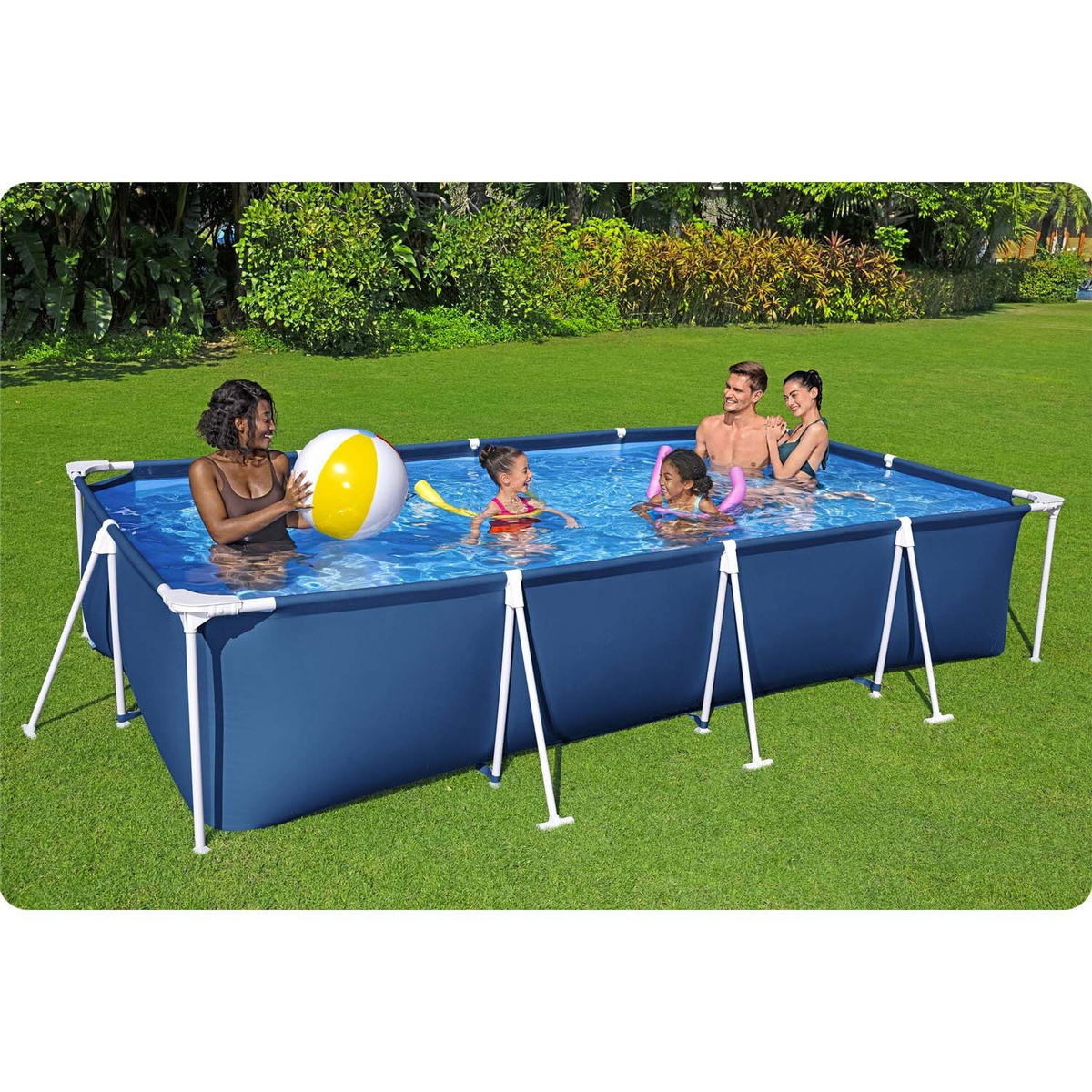 POOL Steel Pro Frame Pool Dunkelblau Rechteckig 400x211x81 cm Aufstellpool, Gartenpool, Familienpool, Swimmingpool, Rechteckpool, Sommerpool - Blau, Kunststoff (211/81/400cm) - Bestway