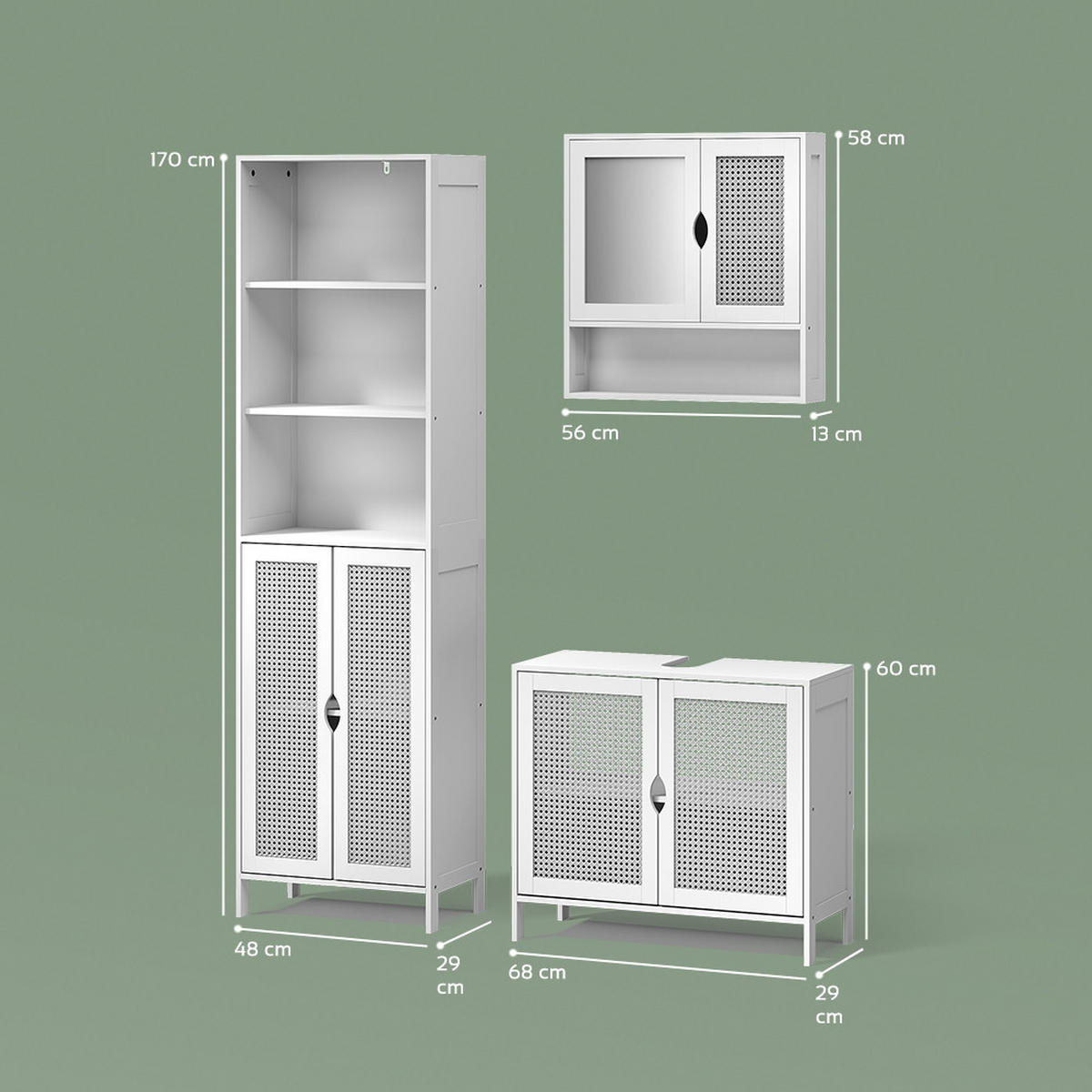 KOMPLET KOPALNIŠKEGA POHIŠTVA Mincio, Bela, 3-delni - bela, leseni material (70/60/29cm) - Livinity®