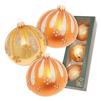 CHRISTBAUMKUGELN Blumen und Blätter Goldfarbig 8cm (Glas / 3 Stk.) - Goldfarben, Glas (7/8/7cm) - Krebs Glas Lauscha