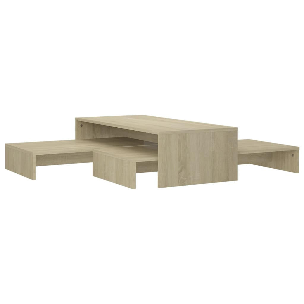 SATZTISCH-SET Sonoma-Eiche 100x100x26,5 cm Holzwerkstoff - Braun, Holzwerkstoff (100/100/26.5cm) - furnicato