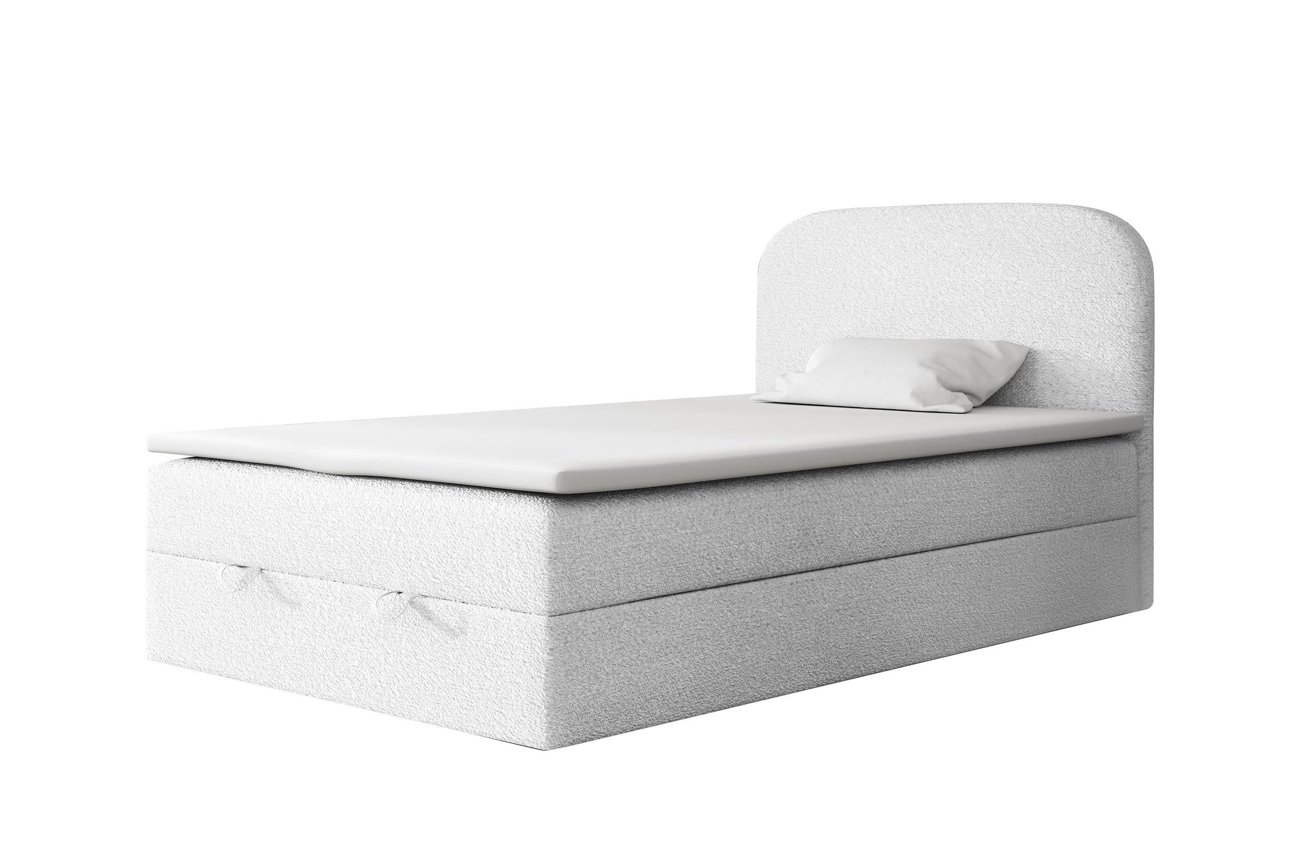 BOXBETT BOUCLE 3 120 x 200 Weiss - Weiß, Textil/Metall (120/200cm) - VLR BEDS