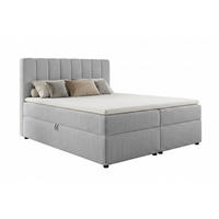 BOXBETT VICTOR 140/200 in Cord Hellgrau H4 - Hellgrau, Holz/Holzwerkstoff (140/200cm) - Deine Möbel 24