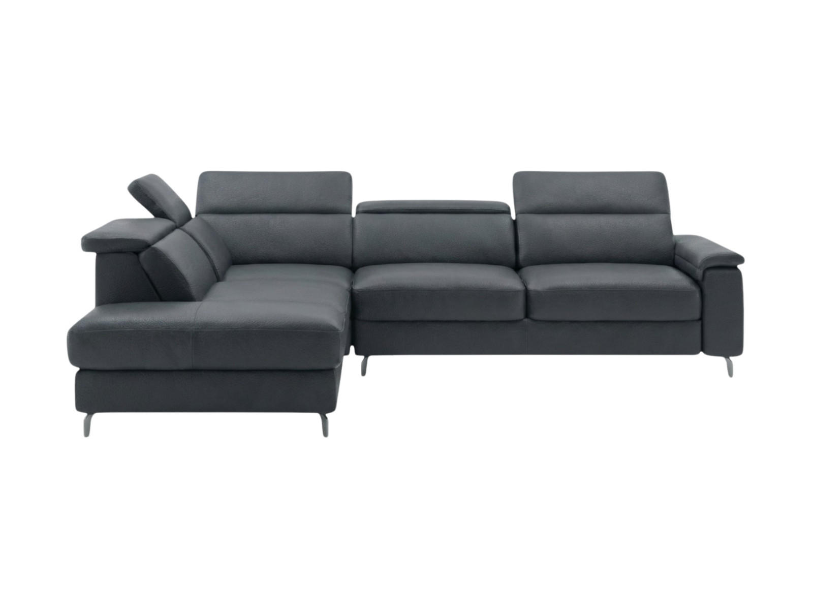 ECKSOFA Ambassador Echtleder Anthrazit - Anthrazit, Leder/Metall (224/272cm)