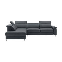 ECKSOFA Ambassador Echtleder Anthrazit - Anthrazit, Leder/Metall (224/272cm)