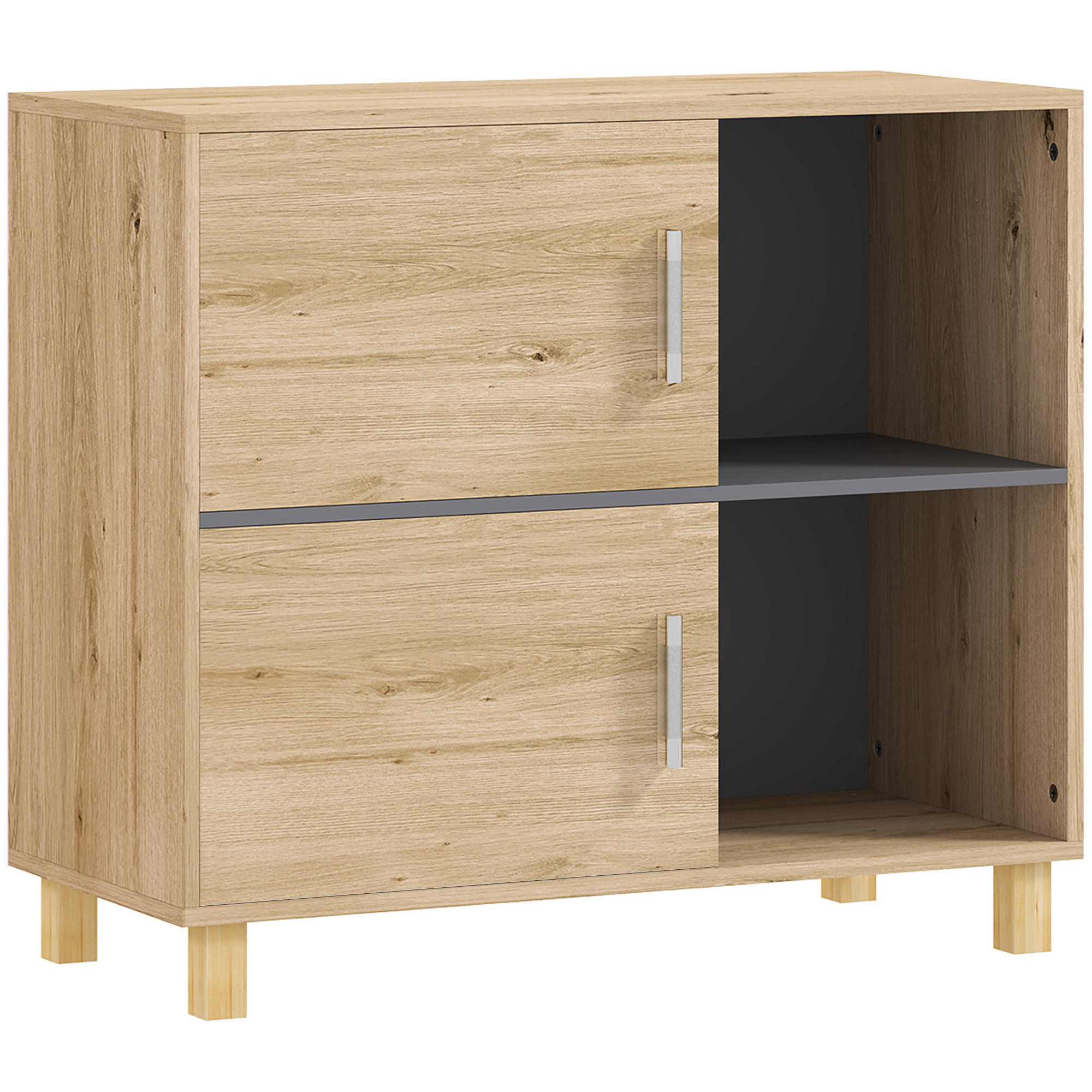 MIDISCHRANK DE-12444 80/35/70 cm mit offenen Fächern Naturholz - Naturfarben, Holzwerkstoff (35/70/80cm) - ComfortXL