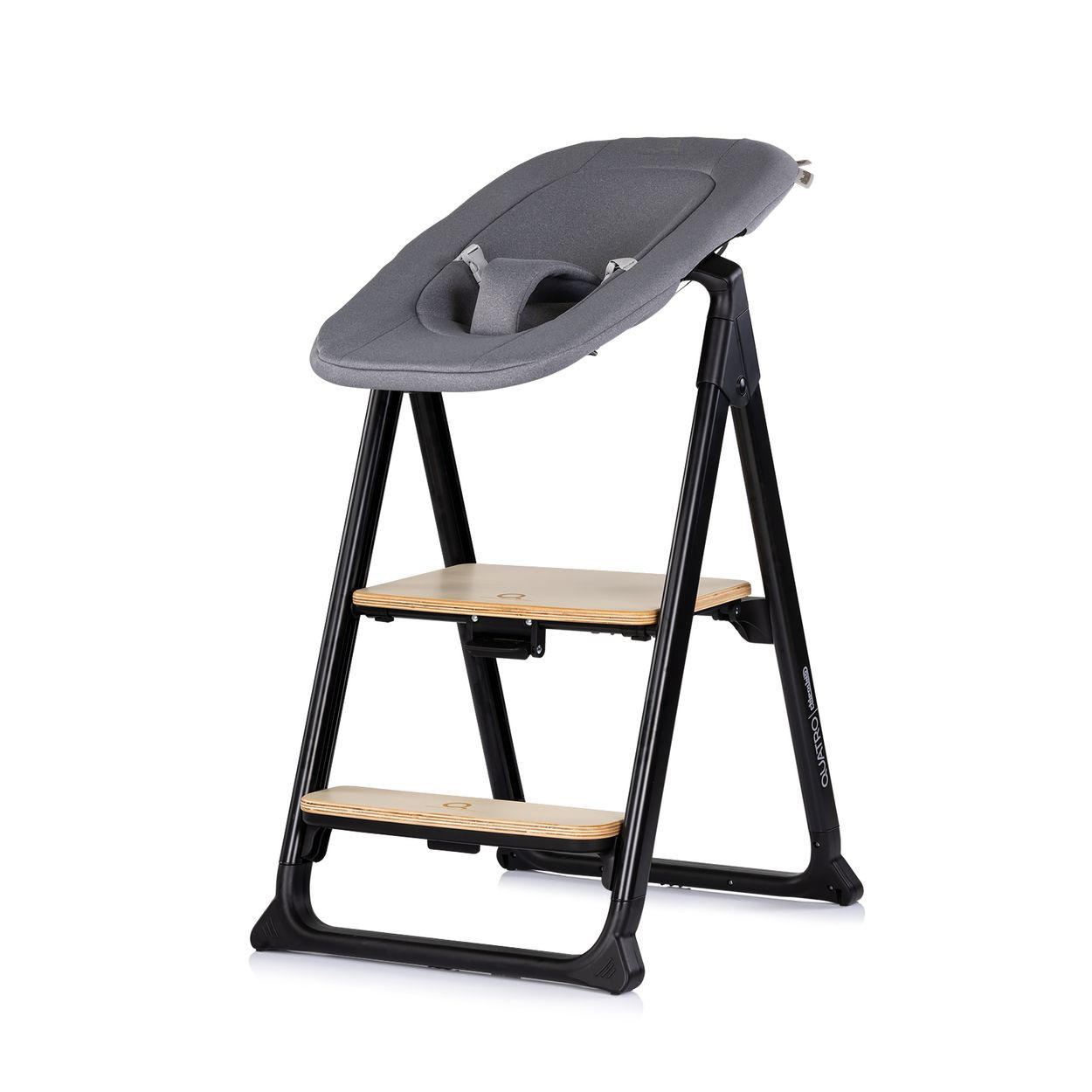 HOCHSTUHL Quatro 4 in 1 dunkelgrau Babywippe, Lernturm, Tablett, verstellbare Fußstütze, 4-in-1-Funktion - Schwarz, Metall (49/95/65cm) - Chipolino