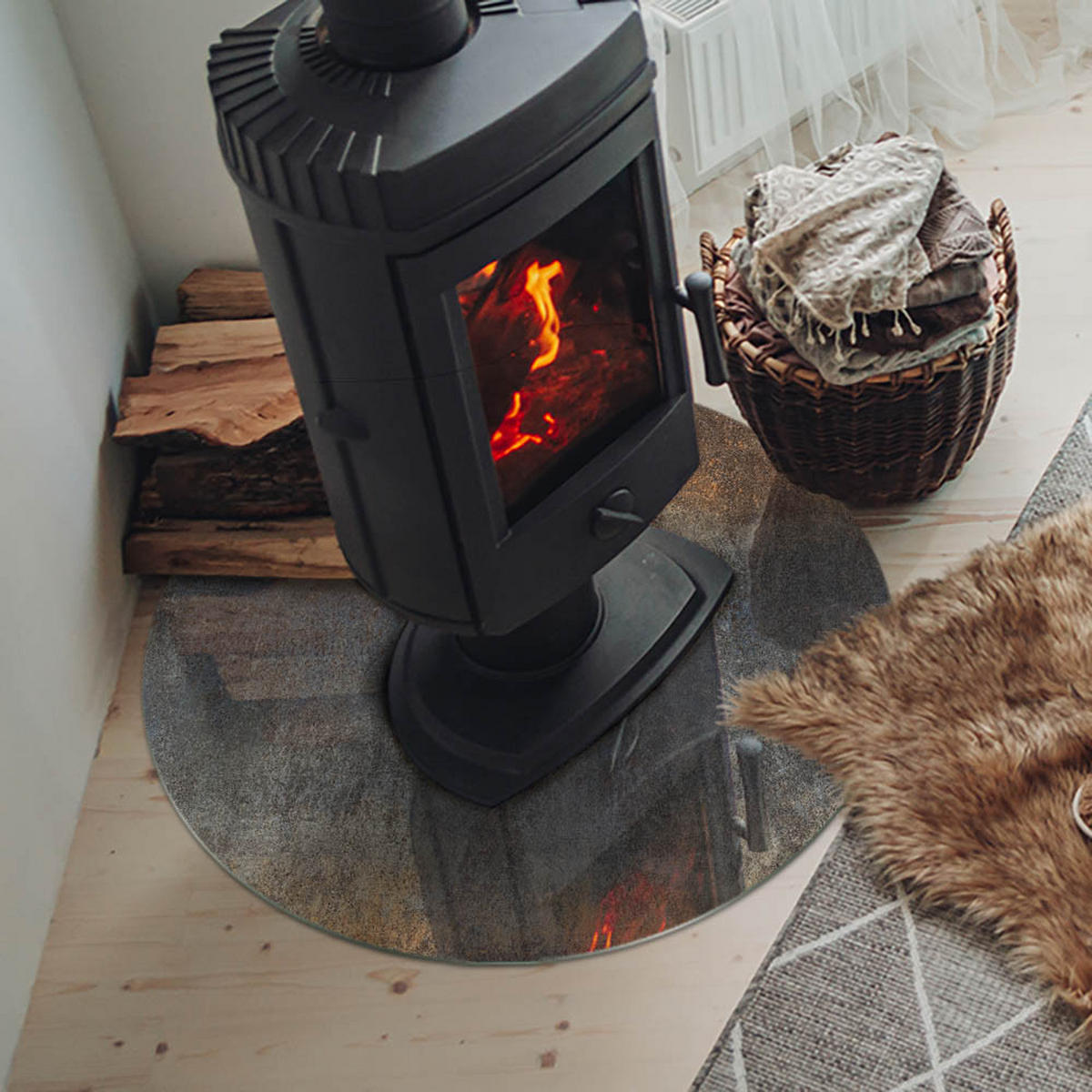 GLASPLATTE für Kamin Ø 70 cm Braun - Braun, Glas (70/70/0.4cm) - ArtPrintCave