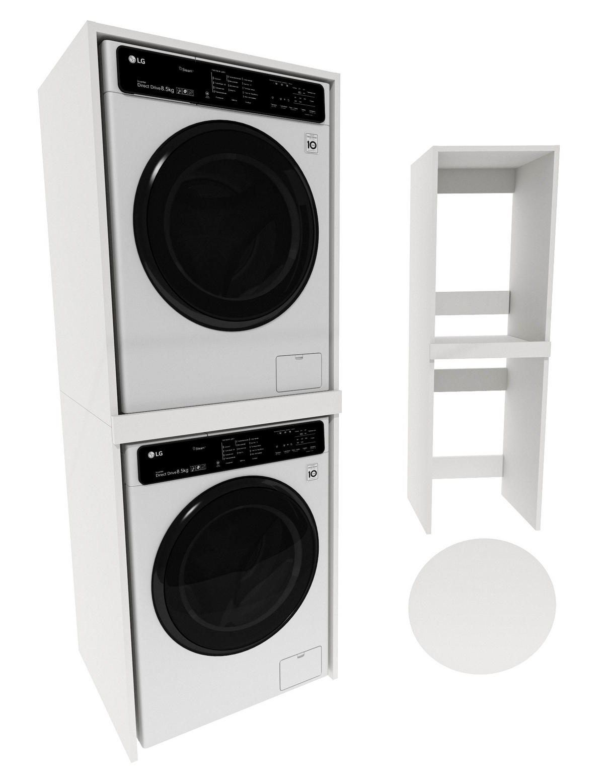 WASCHMASCHINENSCHRANK für Waschmaschine & Wäschetrockner 66/180/65 - Weiß, Holzwerkstoff (66/180/65cm) - RAUMHIRSCH FURNITURE