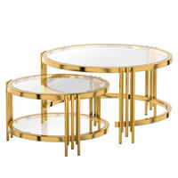 COUCHTISCH 2-teiliges Set Nesting Satztisch ⌀80x45 cm + ⌀60x35 cm– Goldfarben - Goldfarben, Holzwerkstoff (80/80/45cm) - Flora Grace