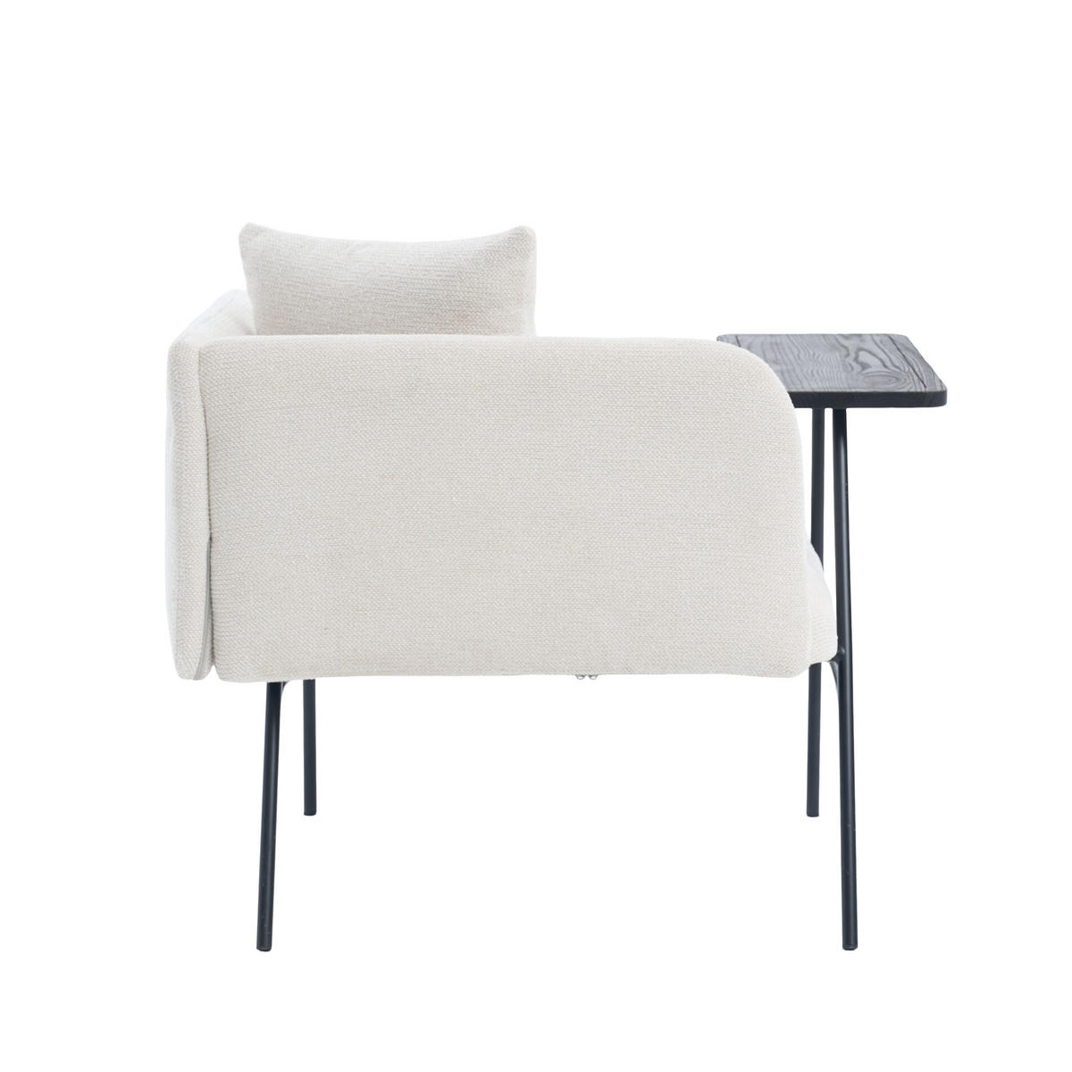 SESSEL mit Beistelltisch und zwei Staufächern, DE-42263, Beige - Beige, Metall (86/71/72cm) - ComfortXL