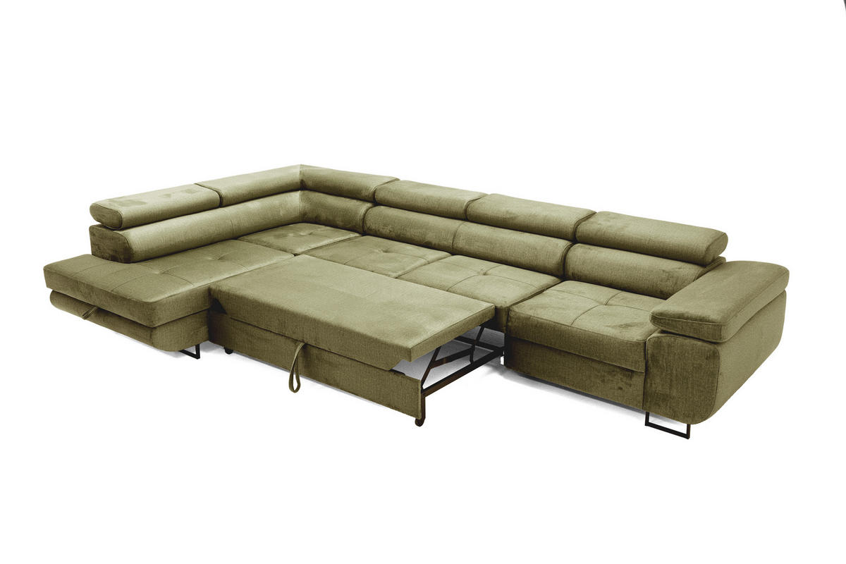 ECKSOFA WILD MAXI Links Hellgrün - Chromfarben/Hellgrün, Holz/Textil (350/203cm) - Muffo