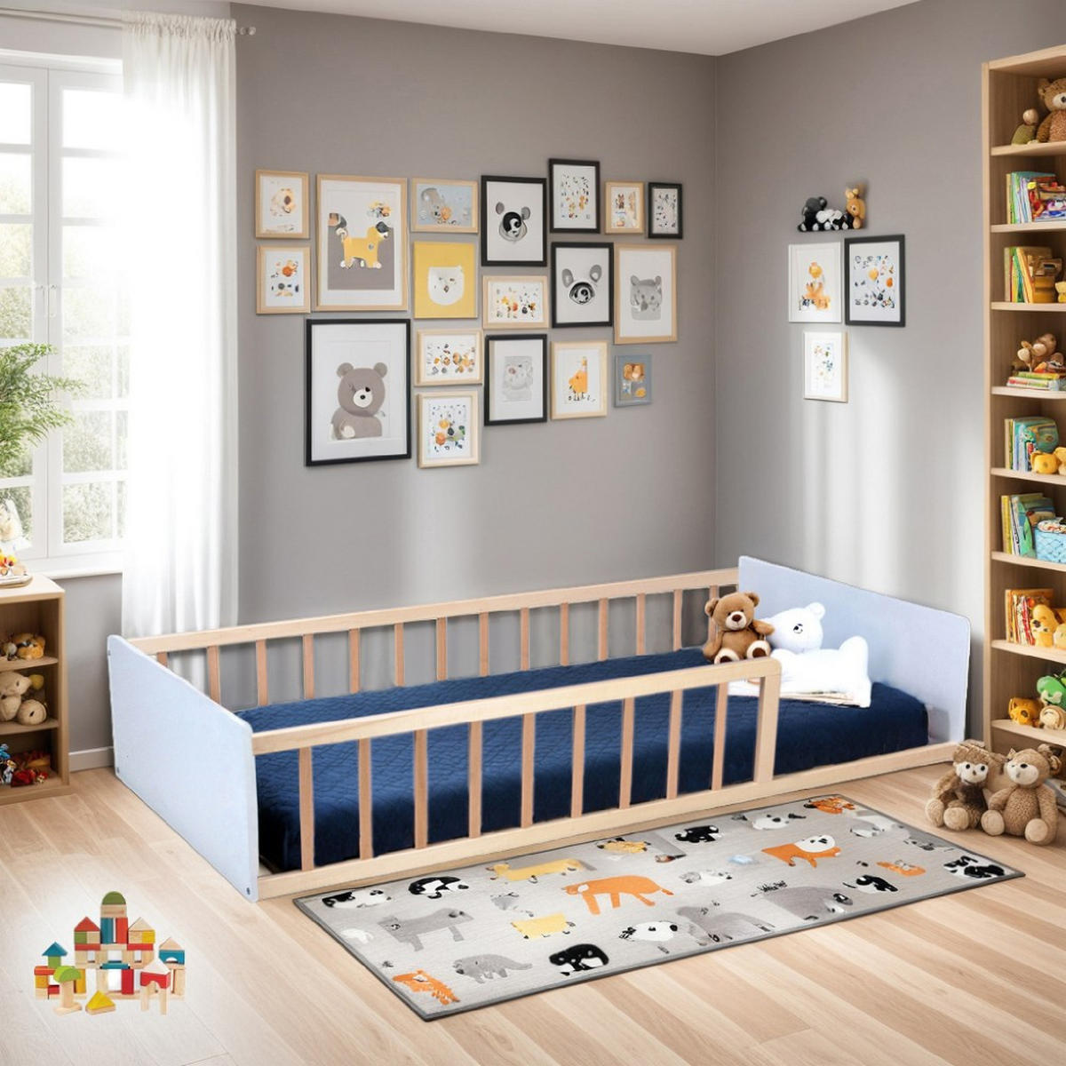 KINDERBETT PILOU mit Lattenrost / Kinderbett 90x190 - Weiß und helles Holz - Weiß, Holz (90/190cm) - Weber Industries