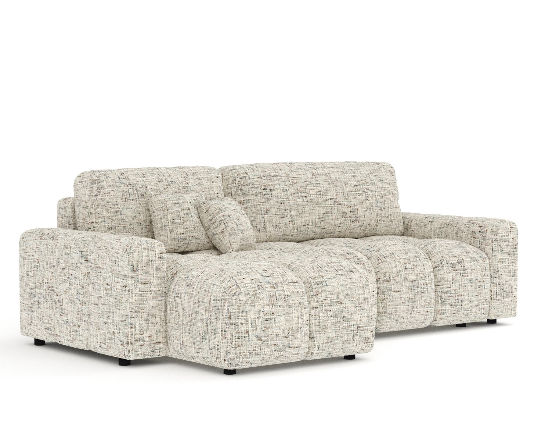 ECKSOFA MIT SCHLAFFUNKTION Ucci Beige Webstoff - Beige/Schwarz, Holz/Holzwerkstoff (233/142cm) - Maison de Reve