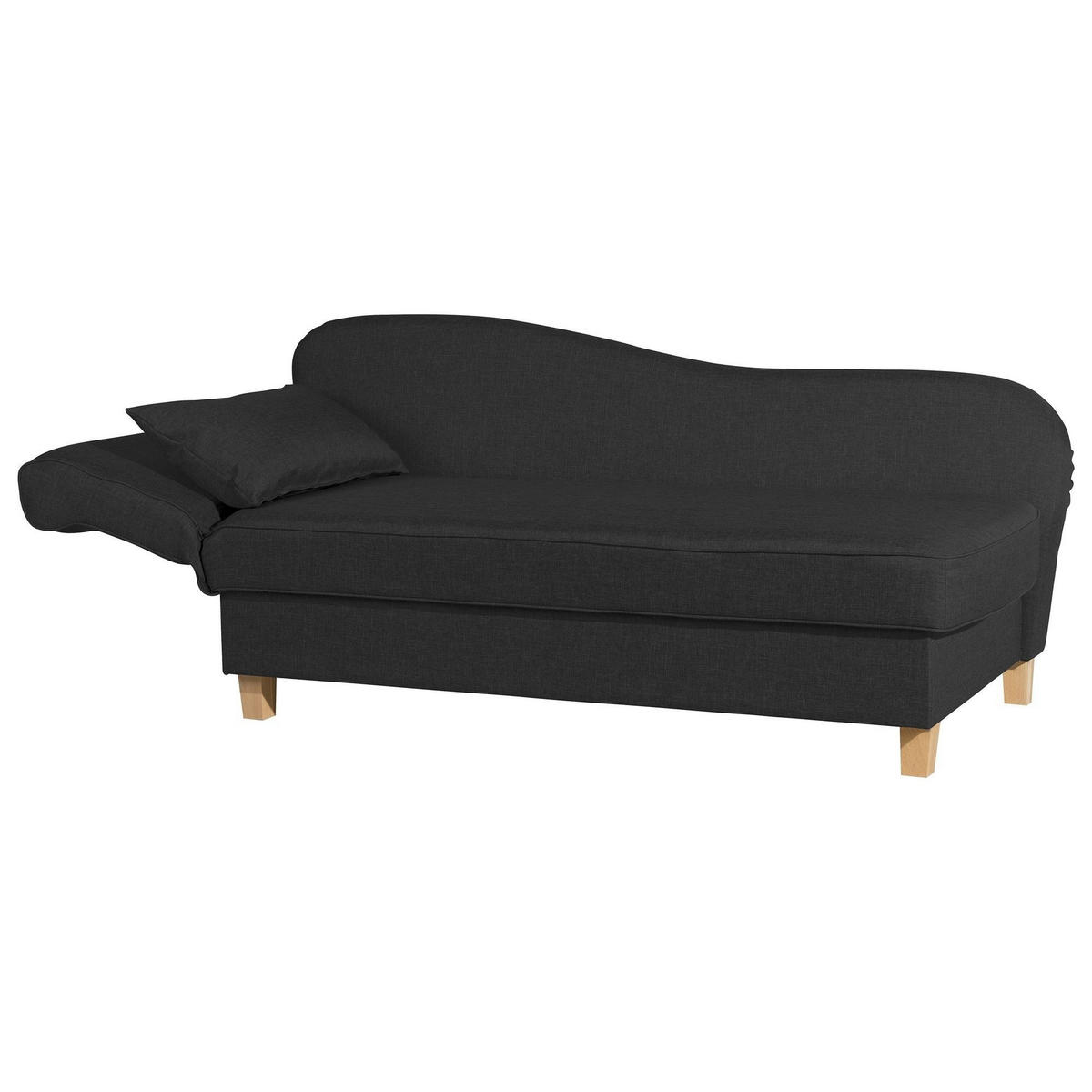 RECAMIERE mit Armteil links klappbar Katia Bezug Flachgewebe Buche natur / schwarz - Schwarz, Kunststoff (190/82/88cm) - 58aufmkessel