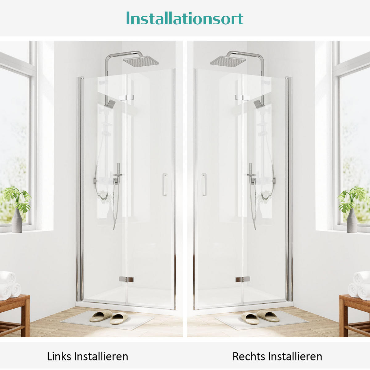 DUSCHTRENNWAND Drehfalttür Chrom 80/195 cm - Chromfarben, Glas (80/195cm) - EMKE