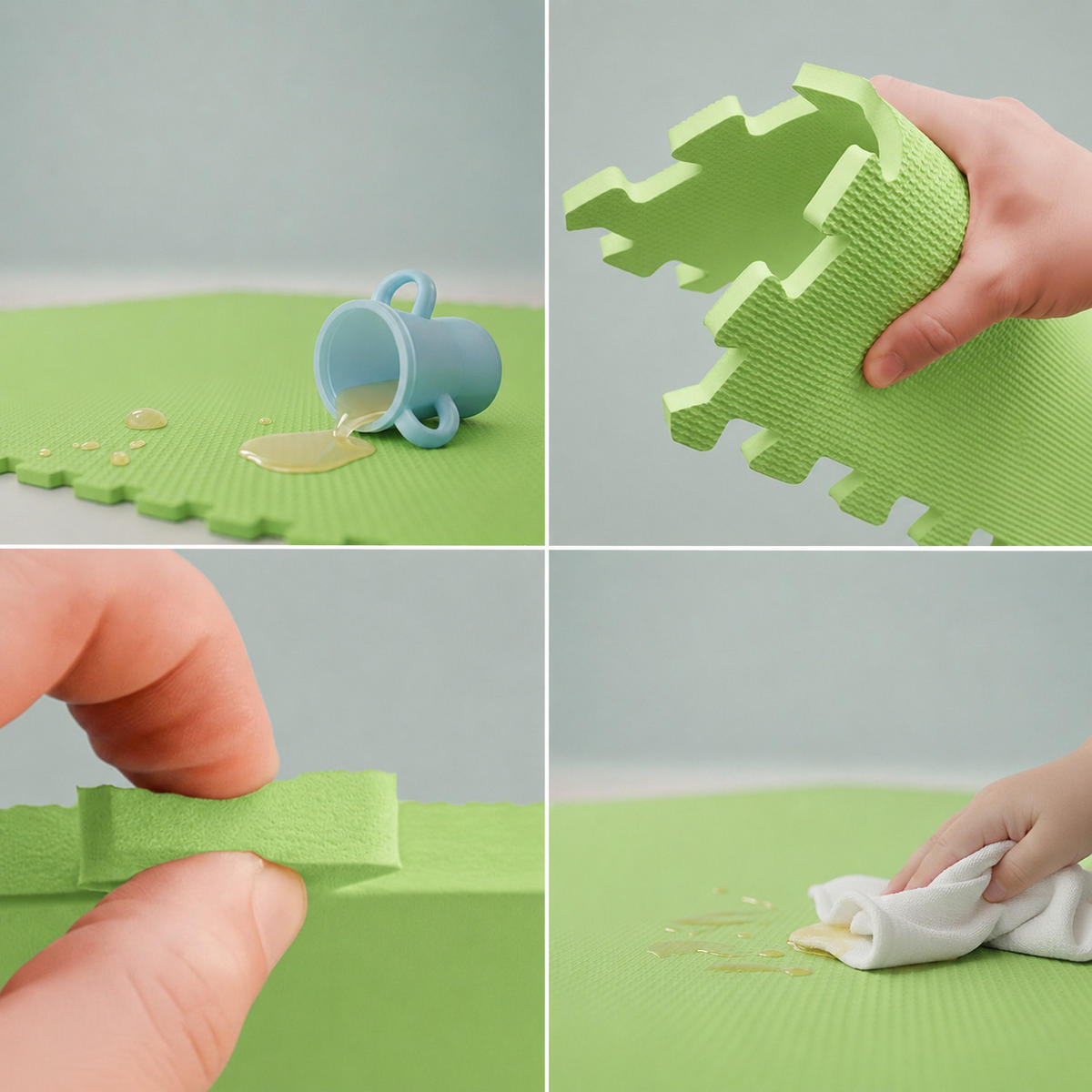 SPIELMATTE ab Null - 90 cm Baby Puzzlematte Grün - Grün, Kunststoff (30/30cm) - Littletom