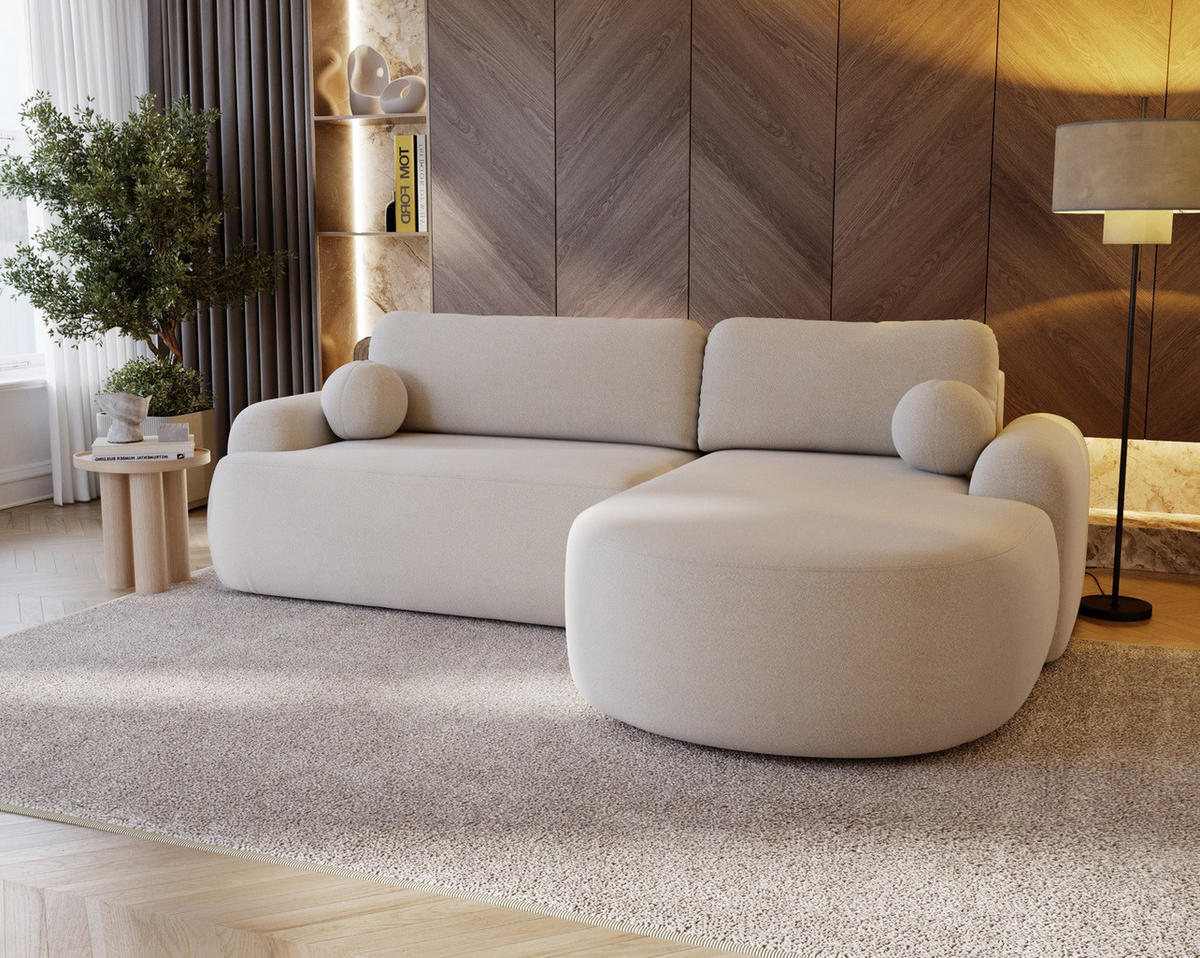 ECKSOFA DION BEIGE L - Rechts - Beige, Textil (261/177cm) - Luxkor24