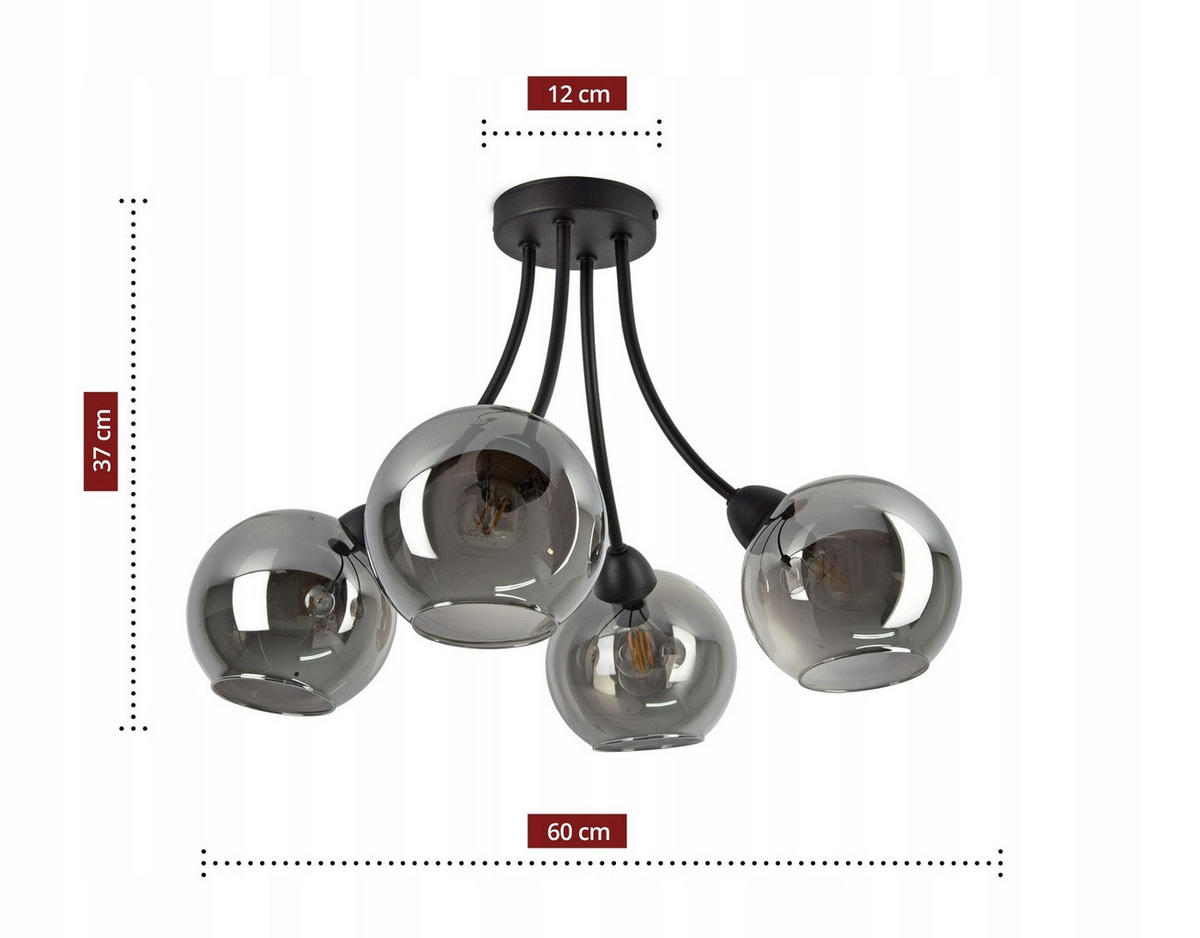 DECKENLEUCHTE Kogel - Transparent/Anthrazit, Glas/Metall (60/60/37cm) - kiki design