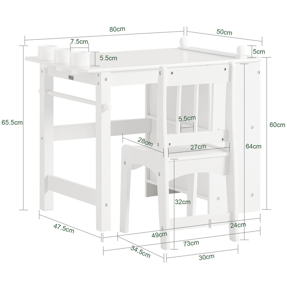 KINDERSITZGRUPPE Weiß - Weiß, Holzwerkstoff (80/65/54cm) - SoBuy