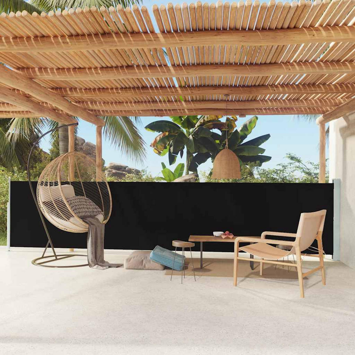 SEITENMARKISE Ausziehbar 117x600 cm Schwarz - Schwarz, Textil (117/117/600cm) - furnicato