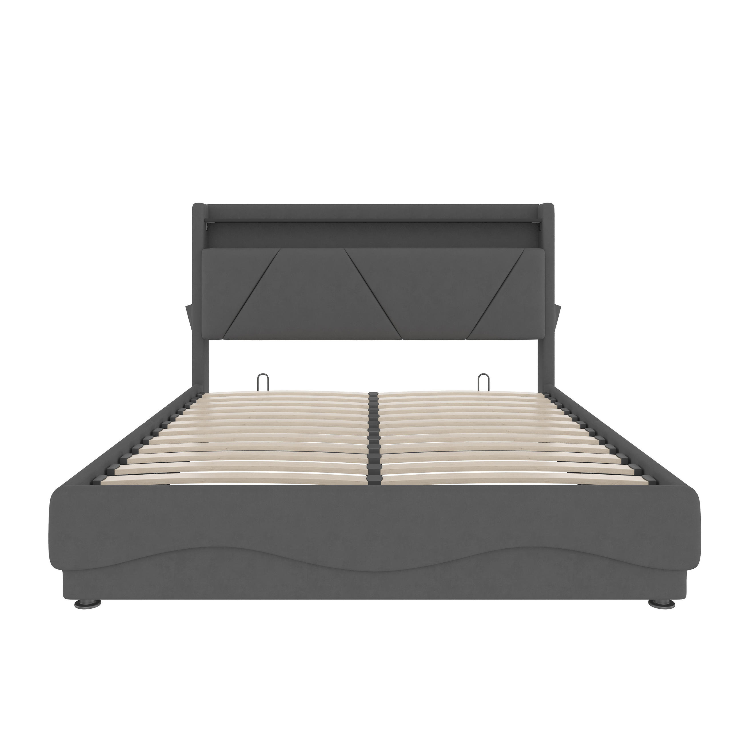 POLSTERBETT 140/200 cm in Dunkelgrau Samt mit Bettkasten, LED, USB und Type-C - Dunkelgrau, Holzwerkstoff/Textil (140/200cm) - STILVORA