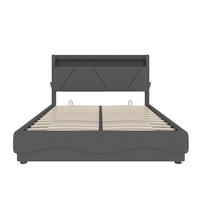 POLSTERBETT 140/200 cm in Dunkelgrau Samt mit Bettkasten, LED, USB und Type-C - Dunkelgrau, Holzwerkstoff/Textil (140/200cm) - STILVORA