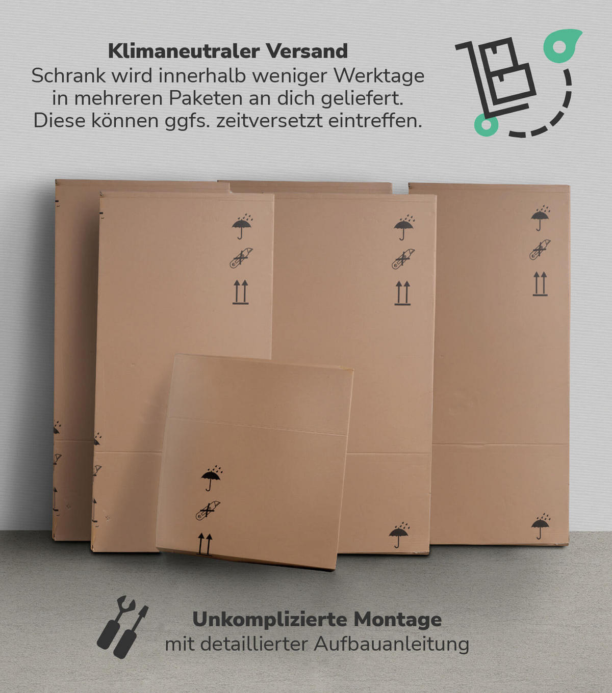 KLEIDERSCHRANK Der Grenzenlose - Anthrazit, Holzwerkstoff (210/187/58cm) - Mokebo