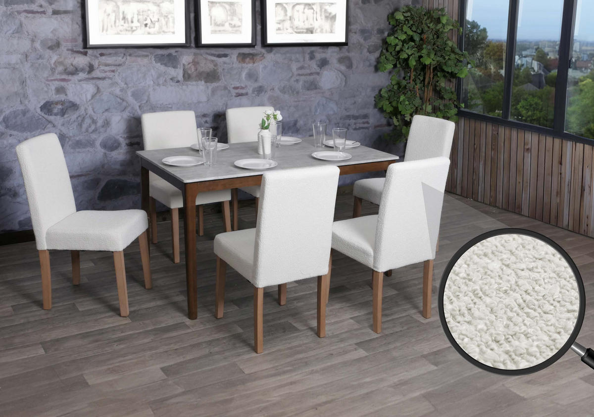 ESSZIMMERSTUHL Cremeweiß 6er-Set - Weiß, Textil (42/90/50cm) - MCW