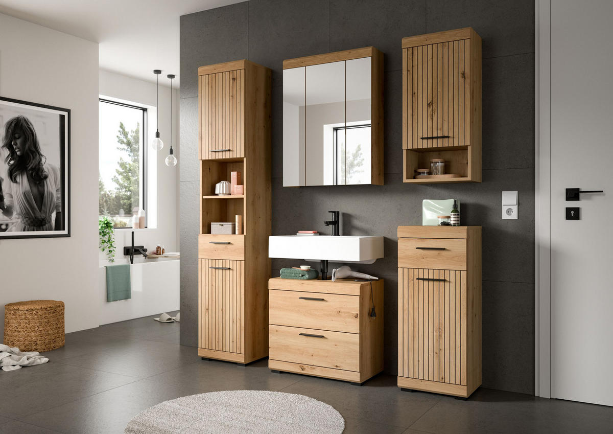 WASCHBECKENUNTERSCHRANK SCOUT (B/H/T: ca. 60/56/34 cm) in Artisan Eiche Nachbildung/Artisan Eiche Nachbildung - Eiche Artisan, Holz (60/56/34cm)