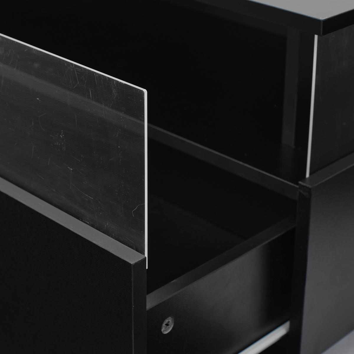 COUCHTISCH 70/70/41 cm Schwarz mit 2 Schubladen und LED-Beleuchtung - Schwarz, Holzwerkstoff (70/70/41cm) - OKWISH
