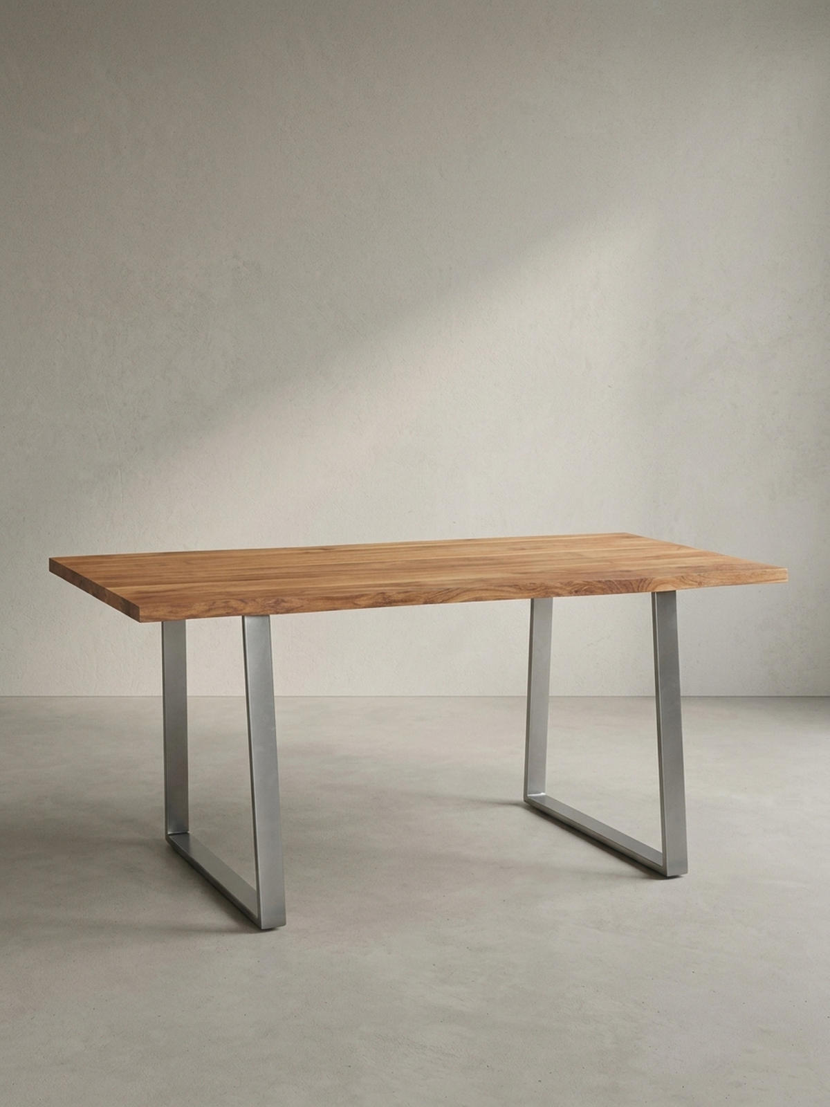 SCHREIBTISCH Massivholz Baumkante Chromgestell Handarbeit TARN, Goldbraun-Chrom 120x60x76 cm - Chromfarben/Braun, Holz/Metall (60/120/76cm) - KADIMA DESIGN