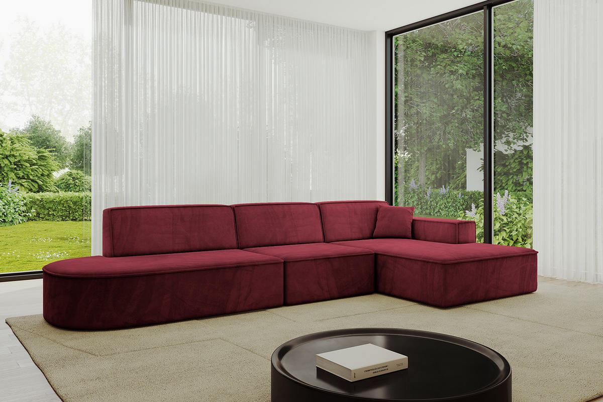 ECKSOFA Ottomane Rechts IREA-L2-v4 - 318x165x72,5 cm Bordeauxrot - Bordeaux, Holzwerkstoff/Textil (318/165cm) - ALTDECOR