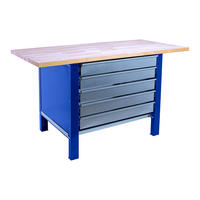 WERKBANK Buffalo Wood mit 5x Schublade HxBxT 86,5 x 180 x 75 cm Traglast 1000 kg Blau - Blau, Metall (180/86.5/75cm) - PROREGAL