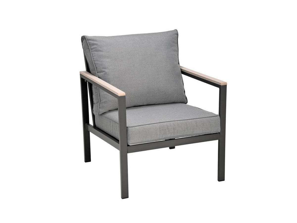 DINING-LOUNGE-SET Rialto Anthrazit/Holzoptik/Hellgrau 6-teilig 160/84/68 cm - Anthrazit, Kunststoff - bellavista - Home & Garden