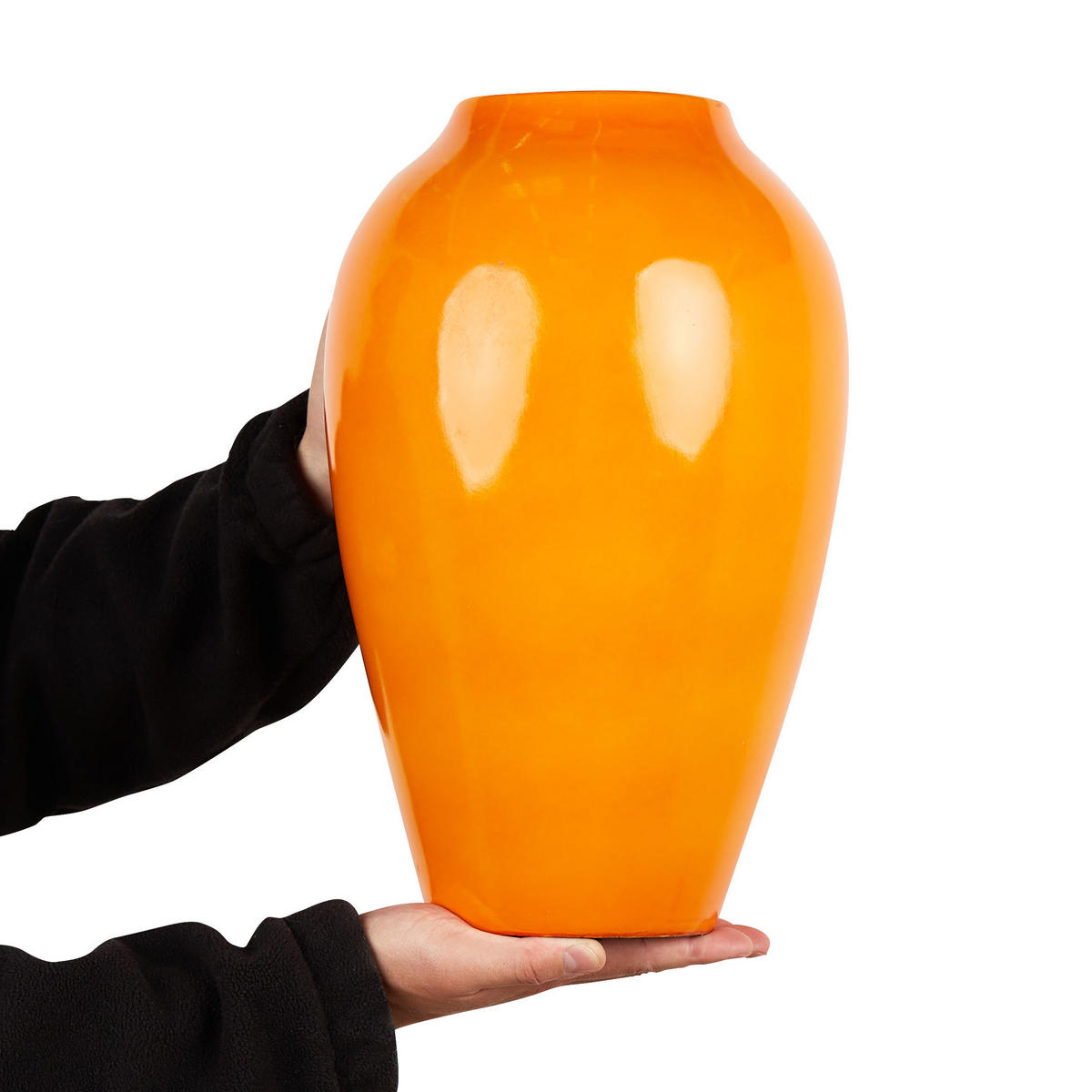 BLUMENVASE Terrakotta orange Terrasa - Orange, Stein (39cm) - Beliani