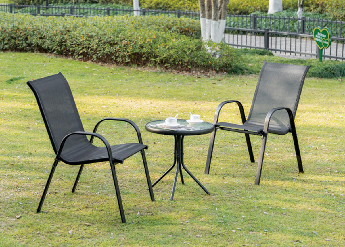 GARTENSTUHL set aus 4 teilen - Schwarz, Metall (56/91/54cm) - A2A Home