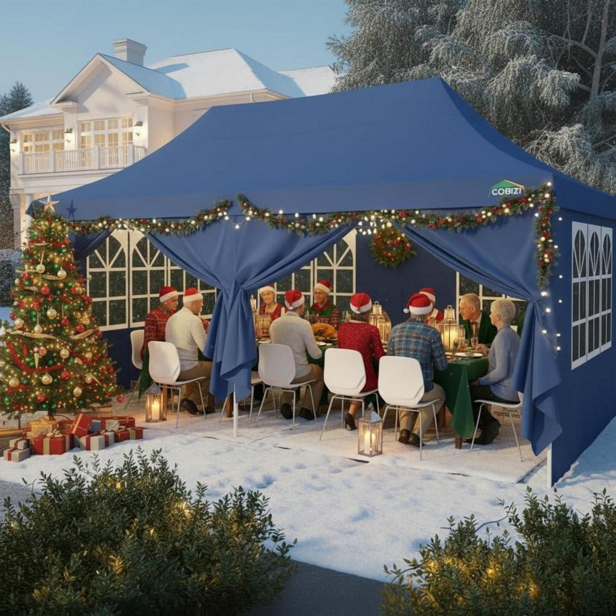 FALTPAVILLON 3x6m Wasserdicht Dunkelblau - Blau, Textil (300/300/600cm)