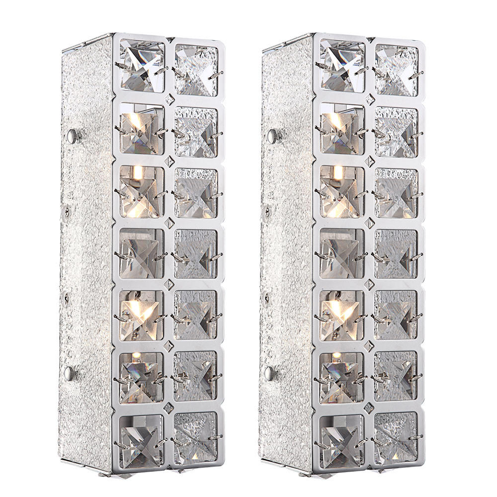 LED WANDLEUCHTE IONA Chrom Silber 2er Set - Silberfarben, Metall (9/9/29cm) - Globo Lighting