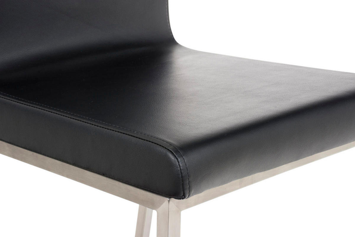 STUHL 2er Set Lederlook Schwarz - Edelstahlfarben/Schwarz, Textil/Metall (40/88/50cm) - CLP